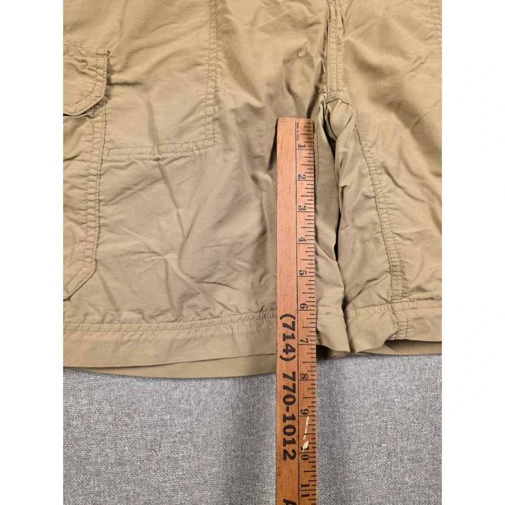 REI Sahara Mens Cargo Shorts Tan Khaki Nylon UPF 50+ Hiking Outdoor Size L 32L